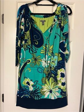 Muse Lime Green and Teal Colorblock Dress